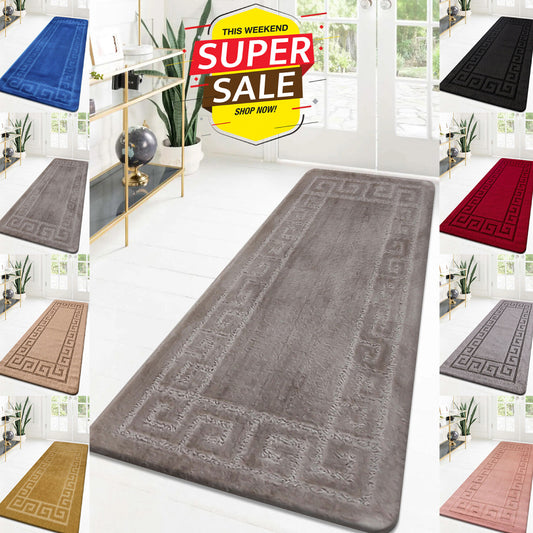 Non Slip Rubber Door Mat UK | Indoor Outdoor Heavy Duty Entrance Mat | Design 0097 40 x 60 cm (1 ft 3 in x 2 ft) Black Grey - Gel Back 58