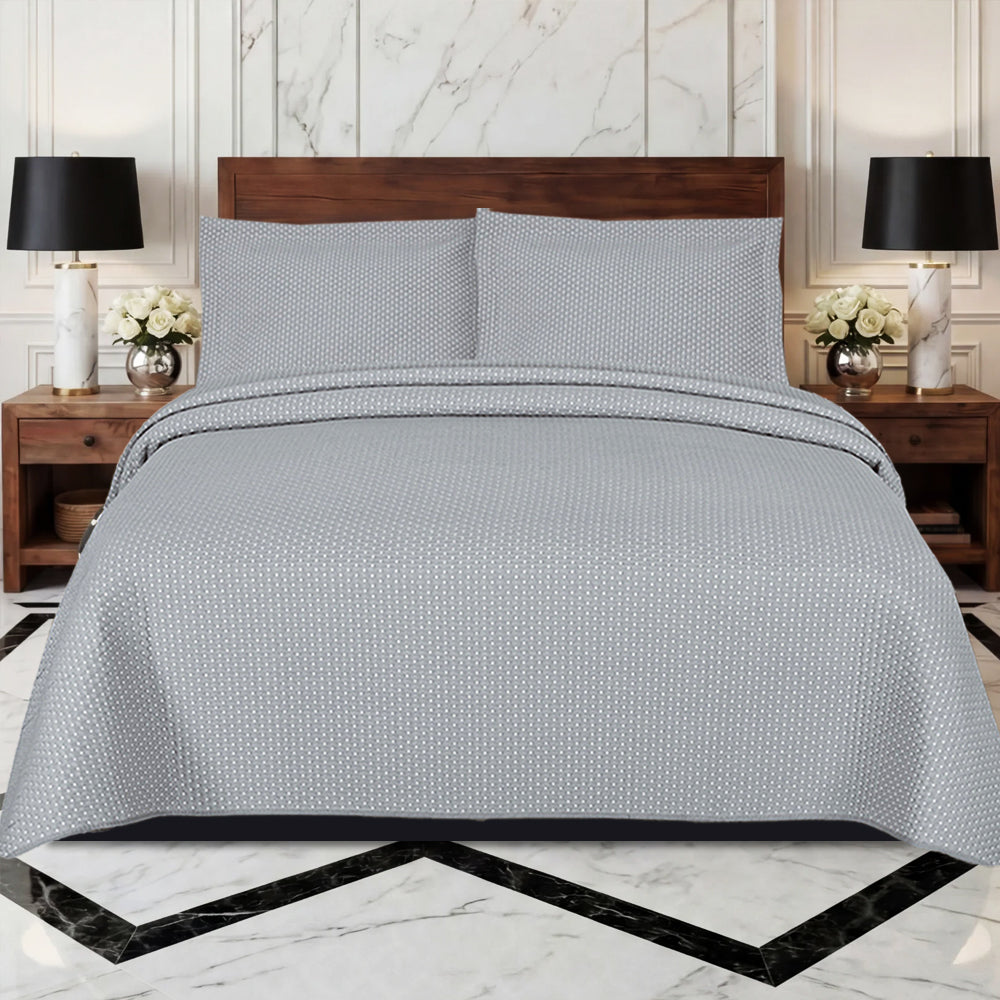Embossed Quilted Bedspread Set with Pillow Shams | Single to Super King