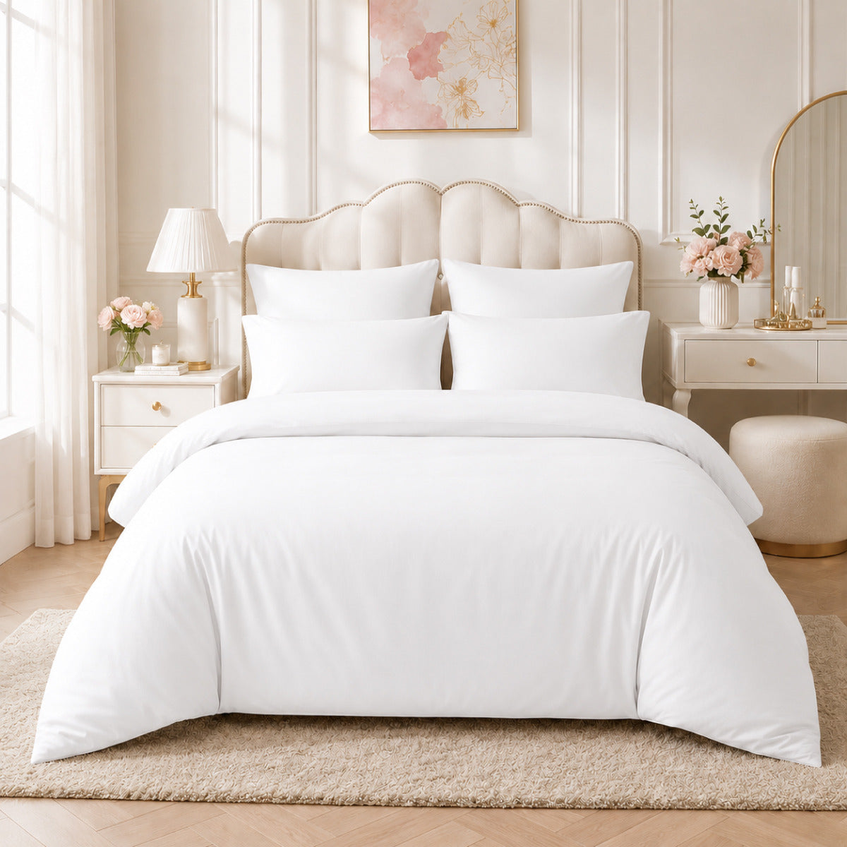 Plain Reversible Bedding Set - White