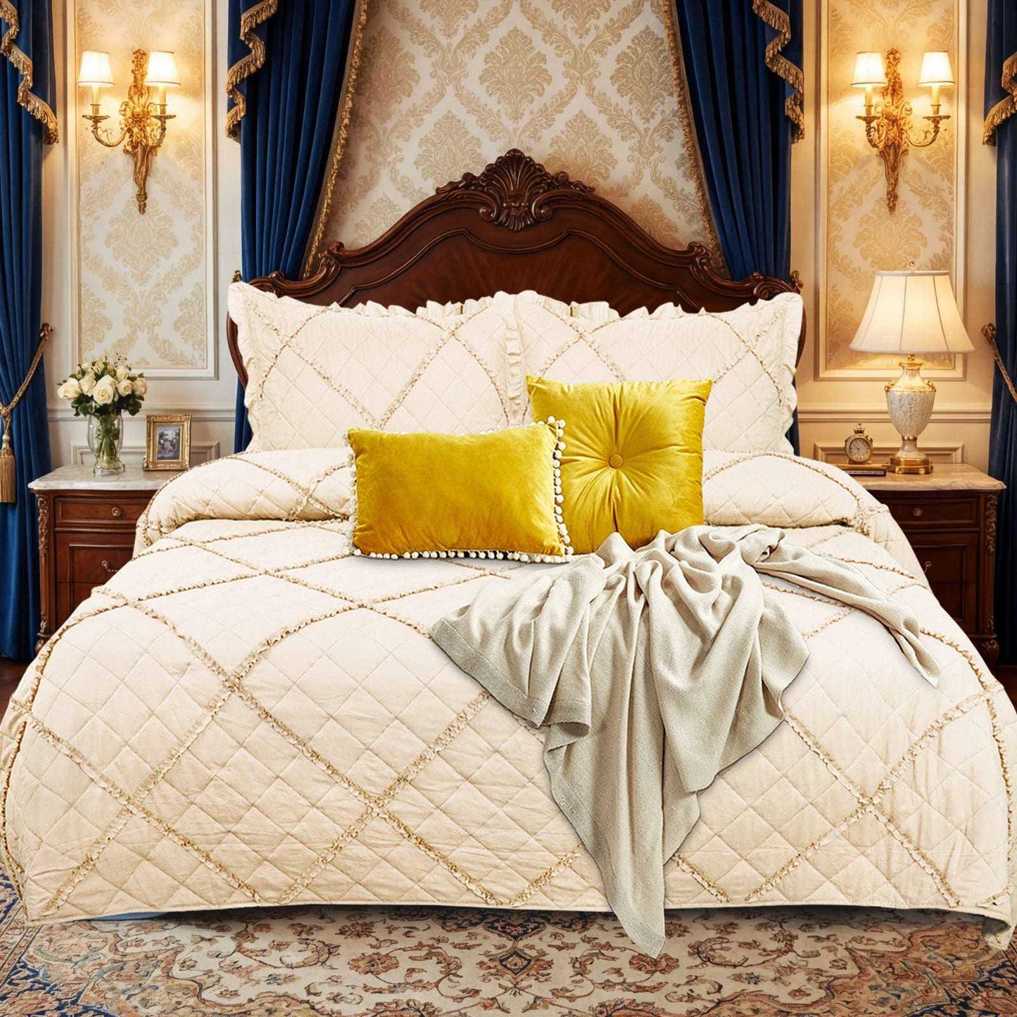 Embossed Quilted Bedding Throw