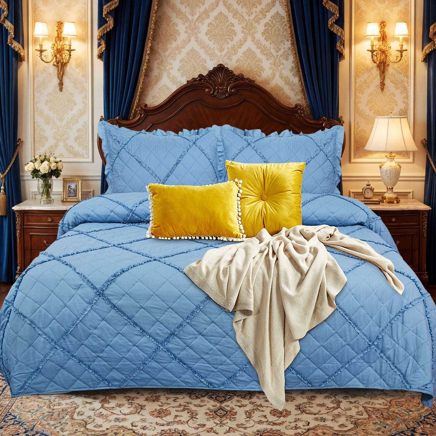 Embossed Quilted Bedding Throw