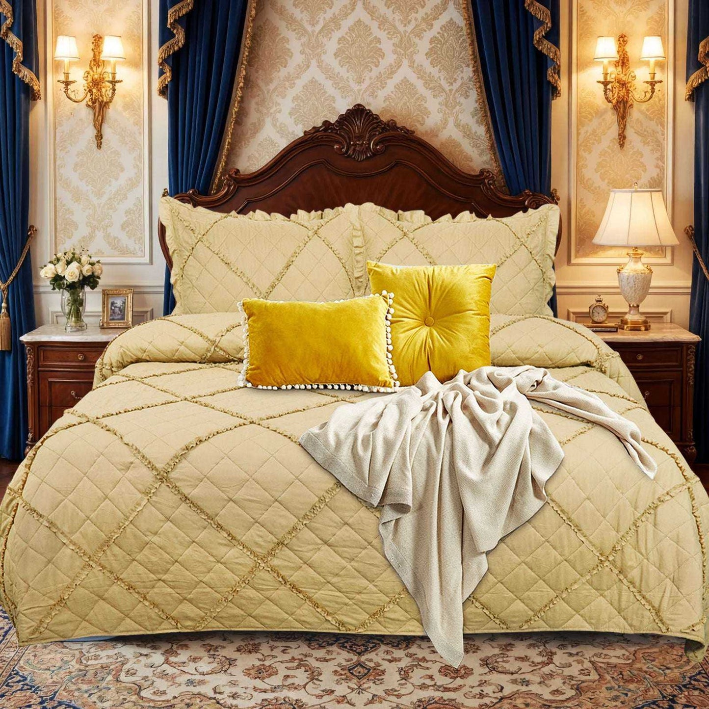 Embossed Quilted Bedding Throw