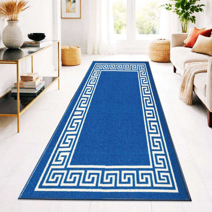 Greek Pattern Runner Rug | Non-Slip Hallway & Kitchen Mat