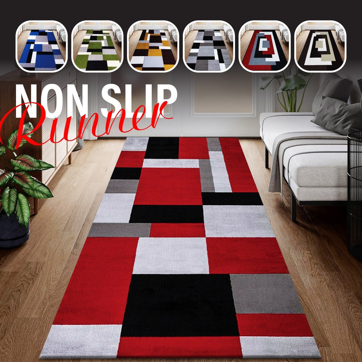 Large Indoor Dirt Trapper Door Mat - Grey Black