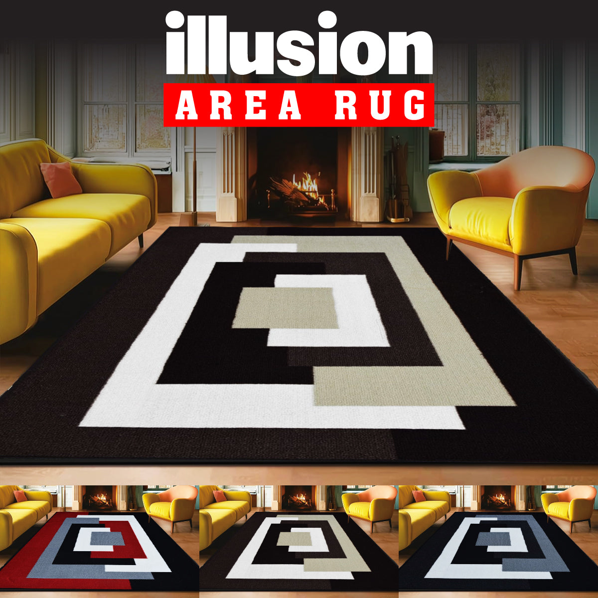 Long Non Slip Hallway Runner Mat - Brown Beige
