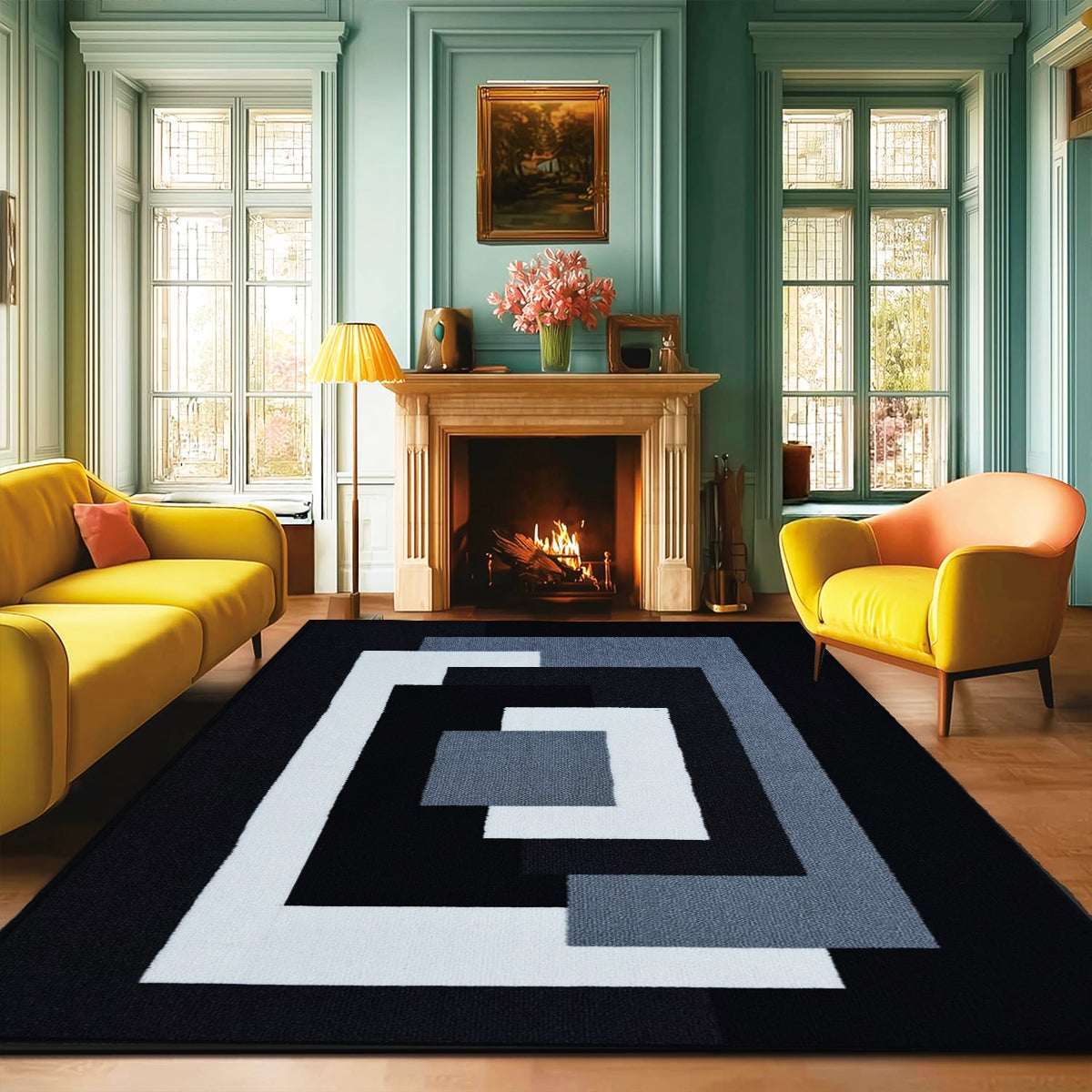 Geometric Non-Slip Runner Rug | Hallway, Kitchen & Bedroom Mat
