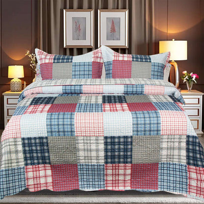 Patchwork Quilted Bedspread Set - Chic Vintage Des 5
