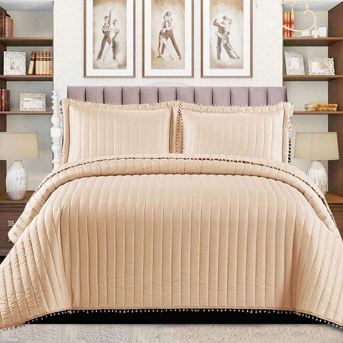 Quilted Comforter and Bedspread Set - White
