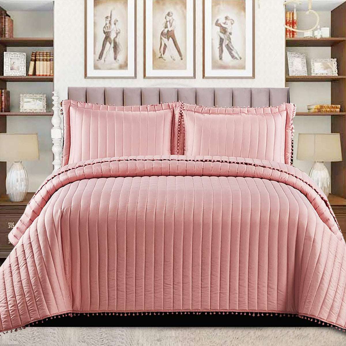Quilted Comforter and Bedspread Set - Red