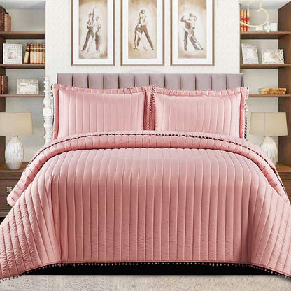 Quilted Comforter and Bedspread Set - Red