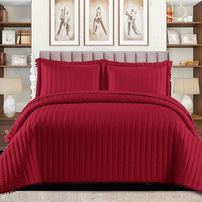Quilted Comforter and Bedspread Set - Red