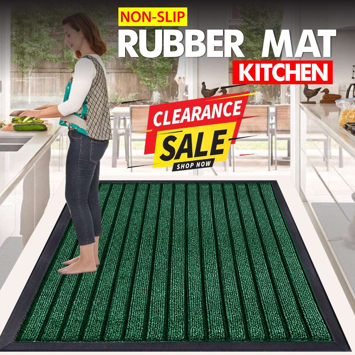 Rubber Backed Door Mat - Green