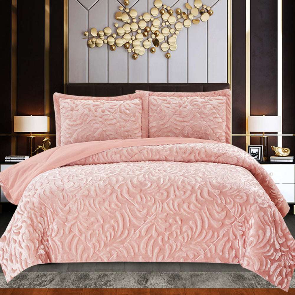 Teddy Fleece Duvet Cover Set - Beige