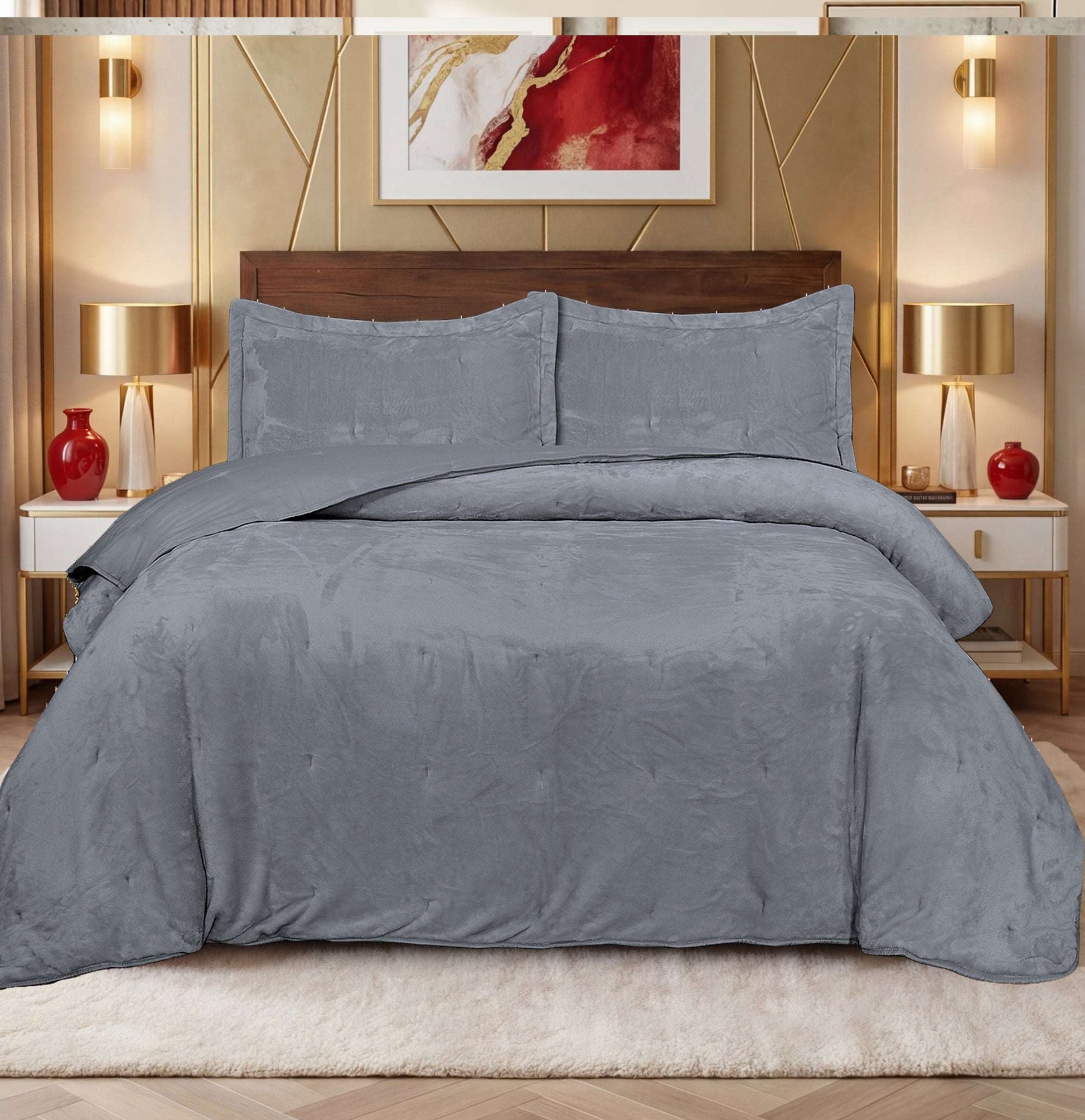 Plain Velvet Embossed Bedspread - Pink