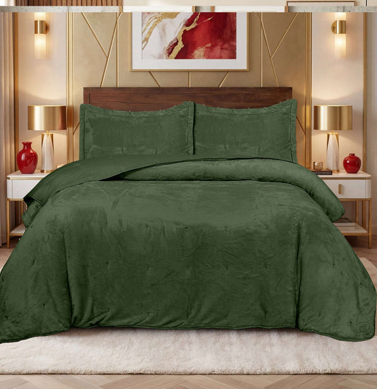 Plain Velvet Embossed Bedspread - White