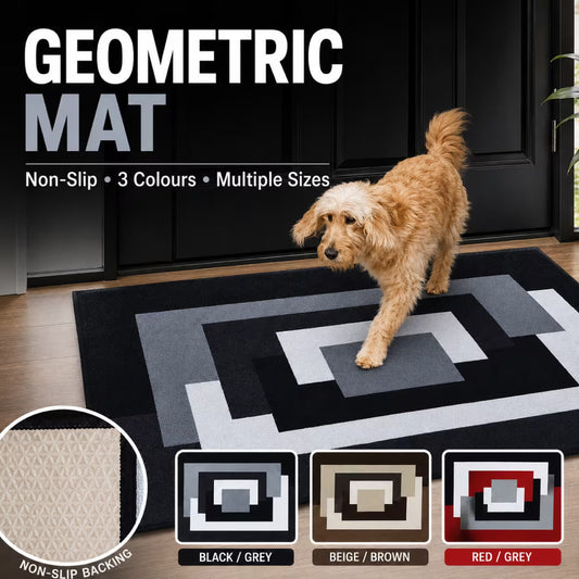 Non Slip Rubber Door Mat UK | Indoor Outdoor Heavy Duty Entrance Mat | Style 2 50 x 80 cm Grey Black - illusion Rug