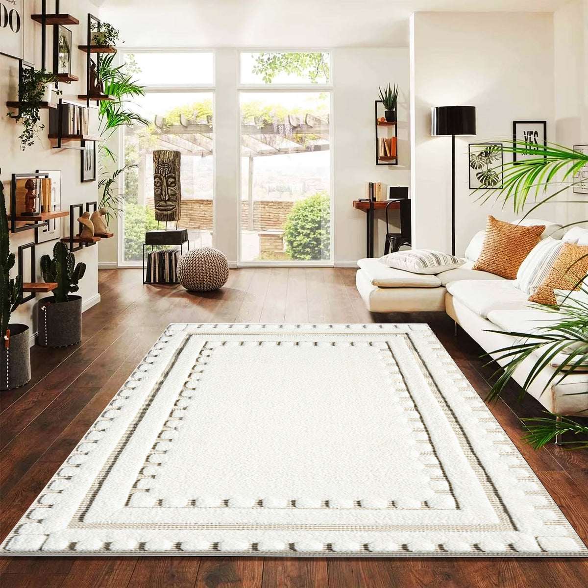 Non Slip Hallway Runner Rug UK | Long Kitchen Carpet Runner Mat | Design 0113 120 x 170 cm Beige - Comfy Design 1