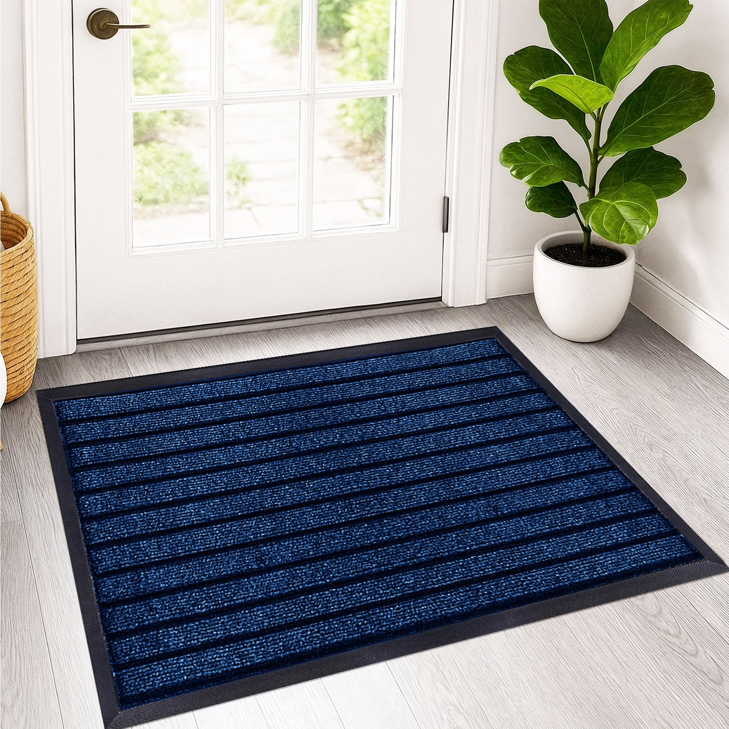 Non Slip Rubber Door Mat UK | Indoor Outdoor Heavy Duty Entrance Mat | Style 5 brown 80 x 150 cm