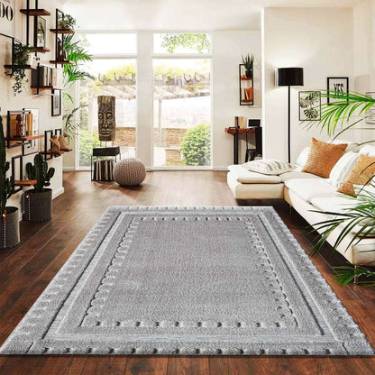 Non Slip Hallway Runner Rug UK | Long Kitchen Carpet Runner Mat | Design 0113 120 x 170 cm Grey - Comfy Design 1