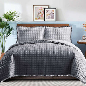 Luxury Embossed Bedspread UK | Bedding Throw for Double King Super King | Design 0006 Double Grey - Osak