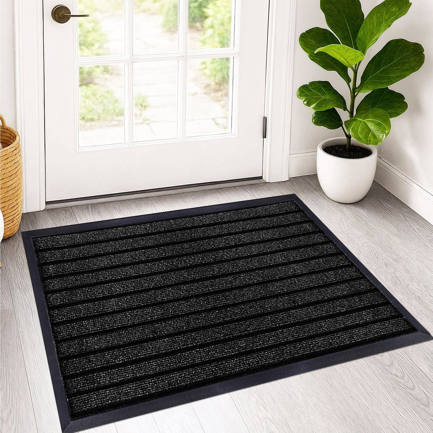 Non Slip Rubber Door Mat UK | Indoor Outdoor Heavy Duty Entrance Mat | Style 5 brown 45 x 75 cm