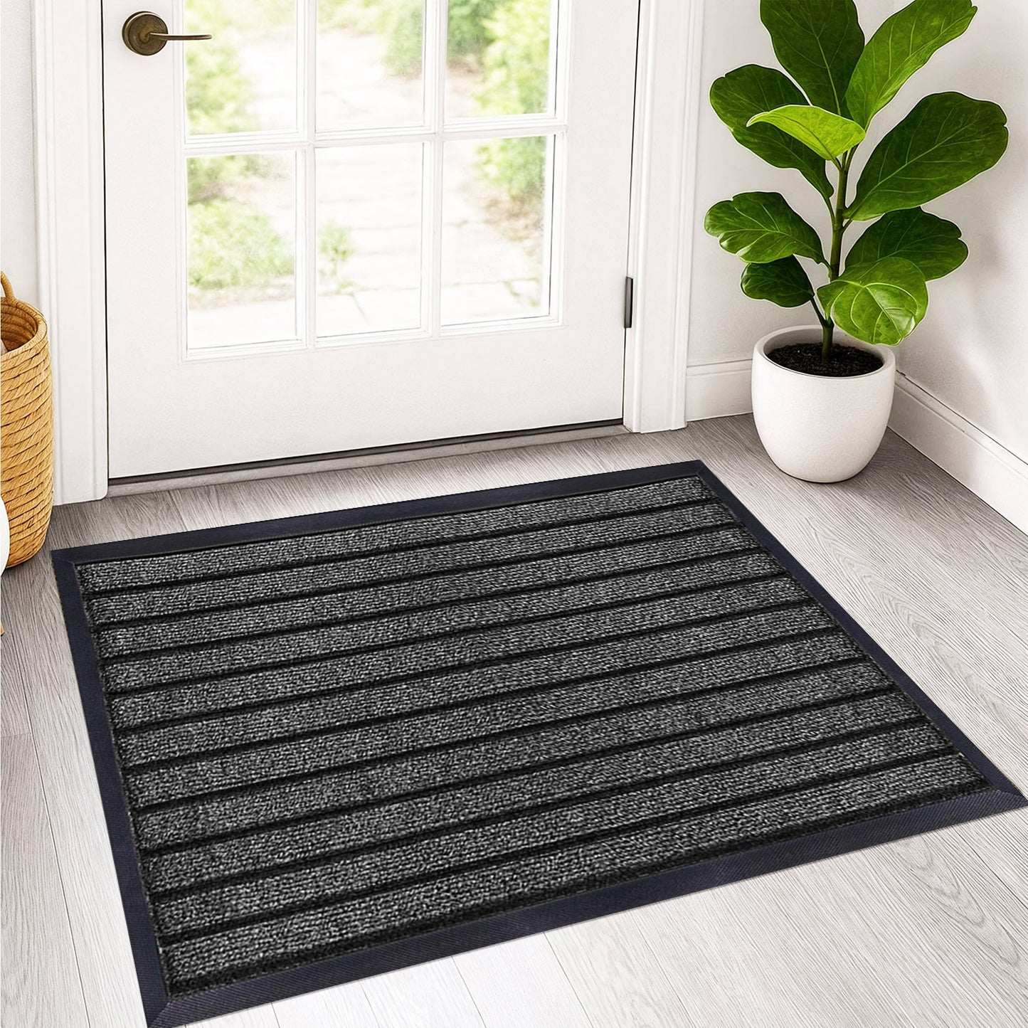 Non Slip Rubber Door Mat UK | Indoor Outdoor Heavy Duty Entrance Mat | Style 5 brown 50 x 90 cm