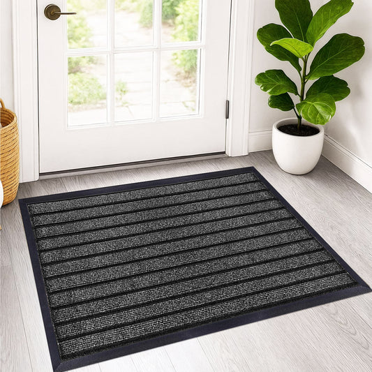 Non Slip Rubber Door Mat UK | Indoor Outdoor Heavy Duty Entrance Mat | Style 5 brown 50 x 90 cm