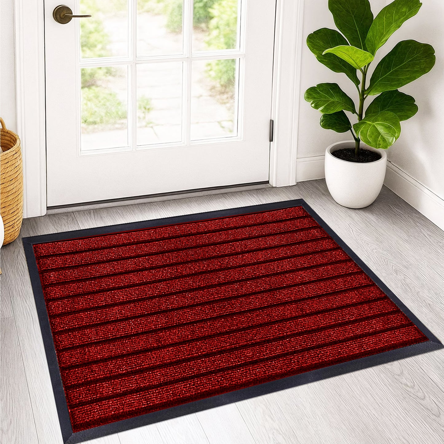 Non Slip Rubber Door Mat UK | Indoor Outdoor Heavy Duty Entrance Mat | Style 5 brown 80 x 300 cm