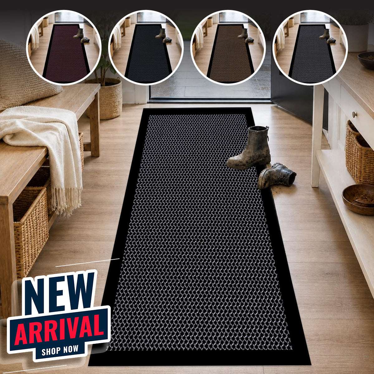 Haven Non Slip Rubber Door Mat UK | Indoor Outdoor Heavy Duty Entrance Mat 40 x 60 cm Golden - Mesh Rubber Mat