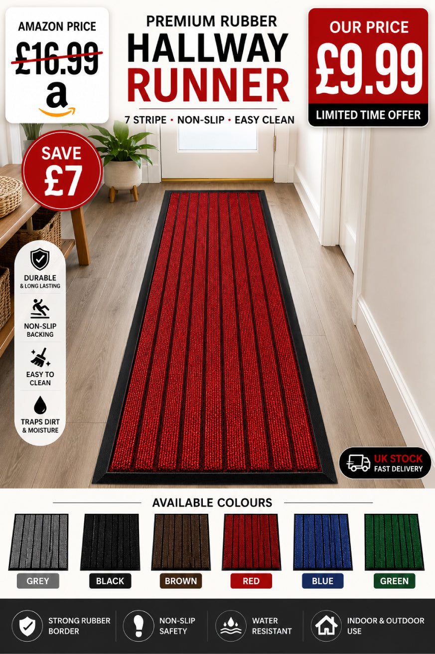 Non Slip Rubber Door Mat UK | Indoor Outdoor Heavy Duty Entrance Mat | Style 5 red-rubber-mat 45 x 75 cm