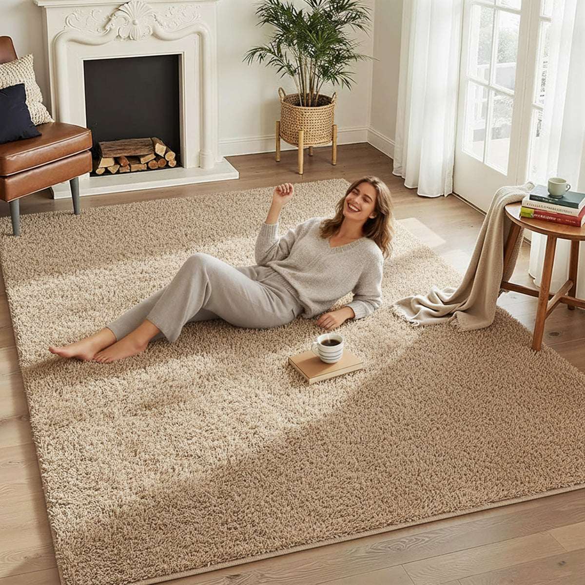Non Slip Hallway Runner Rug UK | Long Kitchen Carpet Runner Mat 50 x 80 cm Grey - Foam Shaggy Rug