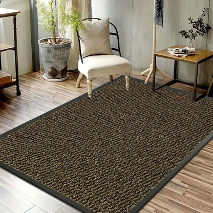 Non Slip Rubber Door Mat UK | Indoor Outdoor Heavy Duty Entrance Mat | Design 0115 40 x 60 cm Black - Sunny Rubber Mat